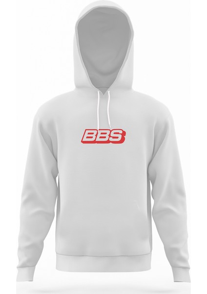 Bbs Logo Beyaz Erkek Kapüşonlu Sweatshirt Uzun Kol