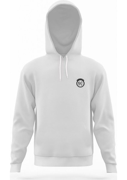 Hogwarts Express Beyaz Erkek Kapüşonlu Sweatshirt Uzun Kol