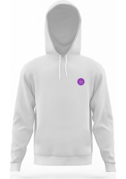 Mamamoo Logo Crown Beyaz Erkek Kapüşonlu Sweatshirt Uzun Kol