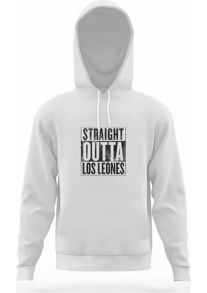 Pubg Straıght Outta Los Leones Beyaz Erkek Kapüşonlu Sweatshirt Uzun Kol