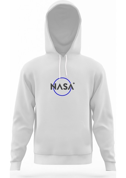 Rocket Logo Royalty Beyaz Erkek Kapüşonlu Sweatshirt Uzun Kol