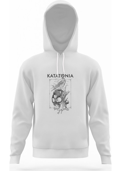Skull Kurukafa Metal Music Beyaz Erkek Kapüşonlu Sweatshirt Uzun Kol