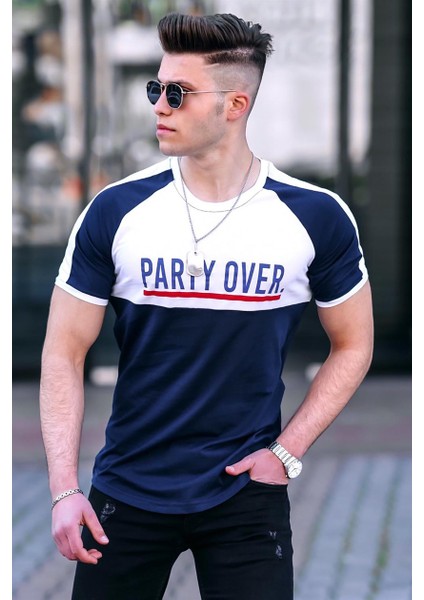 Baskılı Lacivert Tişört 4027