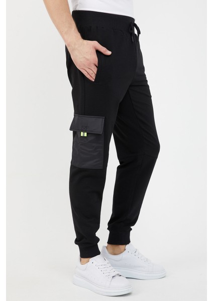 Slim Fit Paçası Lastikli - Cepli Eşofman Altı Siyah Cmreo1