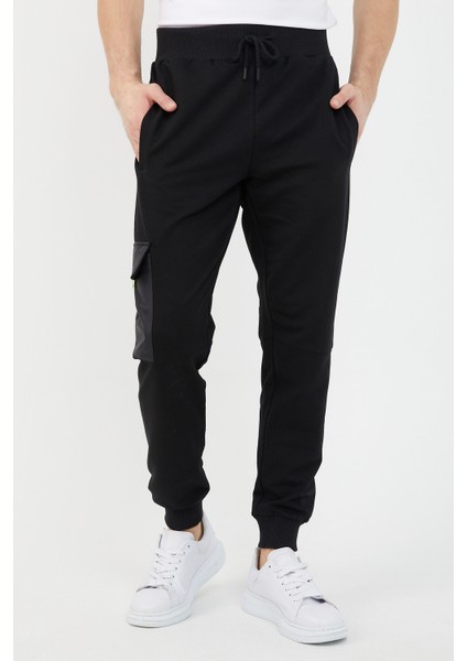Slim Fit Paçası Lastikli - Cepli Eşofman Altı Siyah Cmreo1