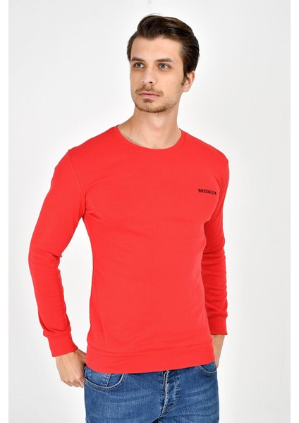 Bisiklet Yaka Uzun Kollu Dar Kalıp İnce Erkek Sweatshirt SPR2019K18