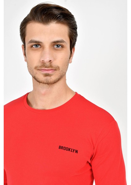 Bisiklet Yaka Uzun Kollu Dar Kalıp İnce Erkek Sweatshirt SPR2019K18