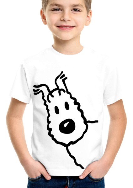Snowy Beyaz Kısa Kollu Kız Erkek Uniseks Çocuk T-Shirt
