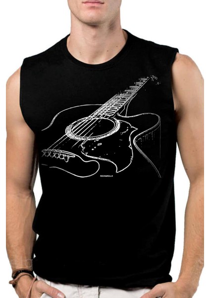 Gitarımın Telleri Siyah Kesik Kol Kolsuz Erkek T-Shirt Atlet