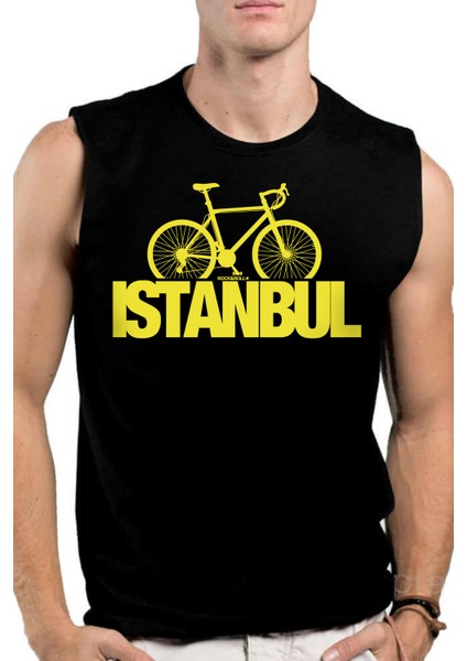 Istanbul Bisiklet Siyah Kesik Kol Kolsuz Erkek T-Shirt Atlet