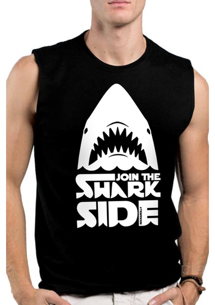 Köpekbalığı Savaşları Siyah Kesik Kol Kolsuz Erkek T-Shirt Atlet