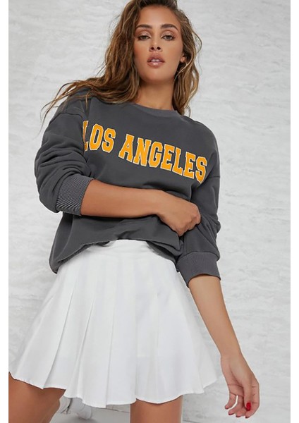 Mad Girls Antrasit Kadın Sweatshirt MG952