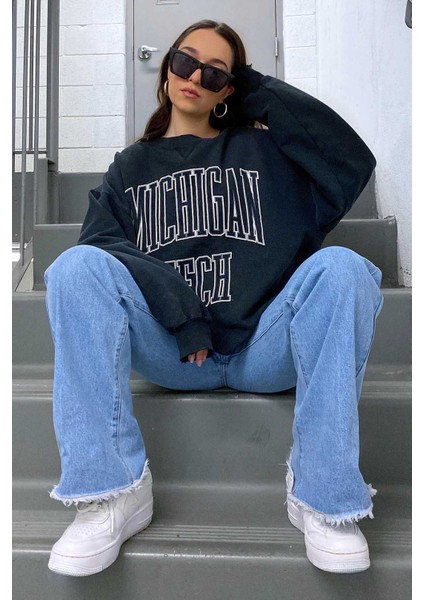 Mad Girls Siyah Kadın Sweatshirt MG922