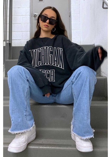 Mad Girls Siyah Kadın Sweatshirt MG922 modelleri