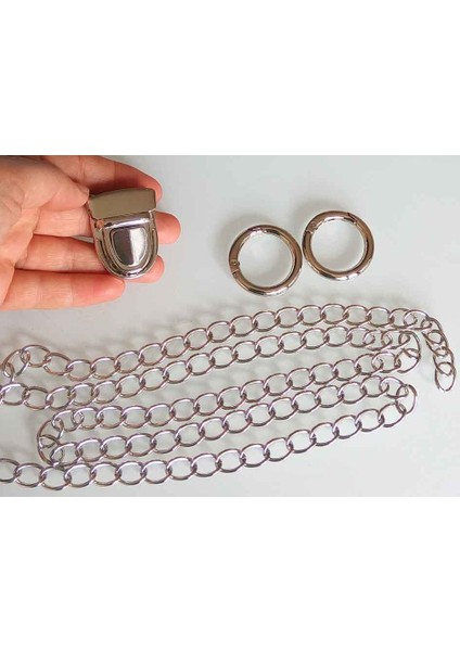 Gümüş Renk Zincir Set