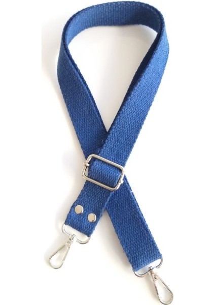 Mavi Pamuklu Kolon Ayarlamalı Çanta Sapı