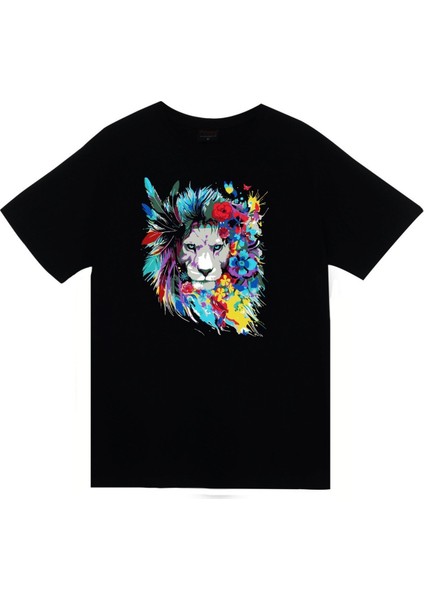 Aslan Kızılderili Baskılı T-Shirt