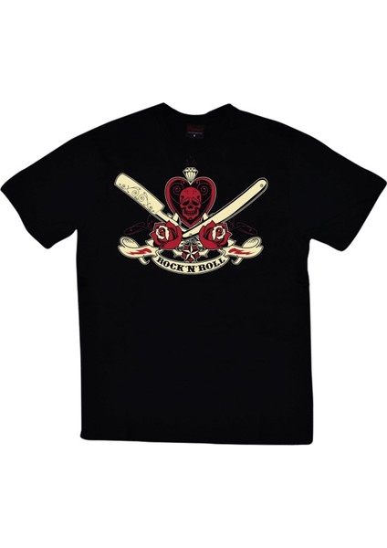 Rock And Roll Baskılı T-Shirt