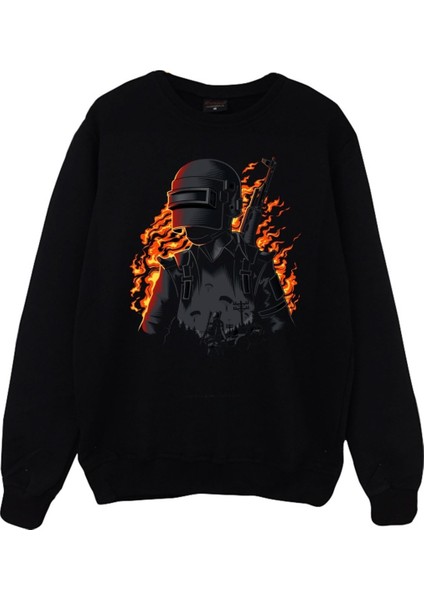 Pubg Baskılı Bisiklet Yaka Sweatshirt