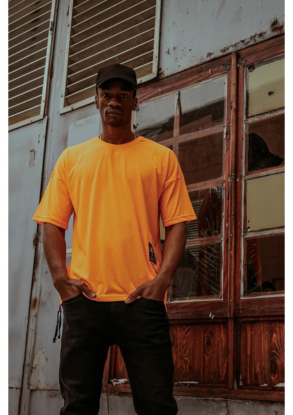 Turuncu Yanı Fermuarlı Oversize T-Shirt 1KXE1-44586-11 modelleri