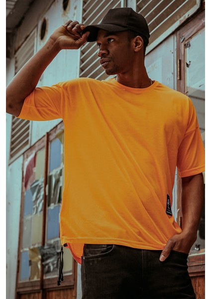 Turuncu Yanı Fermuarlı Oversize T-Shirt 1KXE1-44586-11 fırsatları