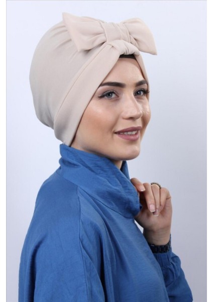 Fiyonklu Ekru Kemik Dış Tesettür Bone