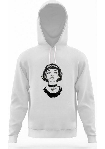 Mathilda Beyaz Erkek Örme Kapşonlu Sweatshirt Uzun Kol