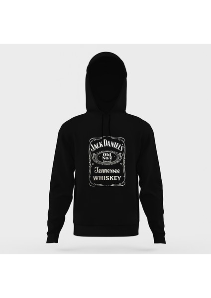 Jd Baskılı Siyah Erkek Örme Kapşonlu Sweatshirt Uzun Kol