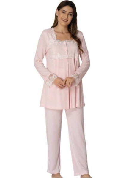 Kadın Pembe Sabahlıklı Lohusa Pijama Takımı EFFORTT 2401 fiyatları