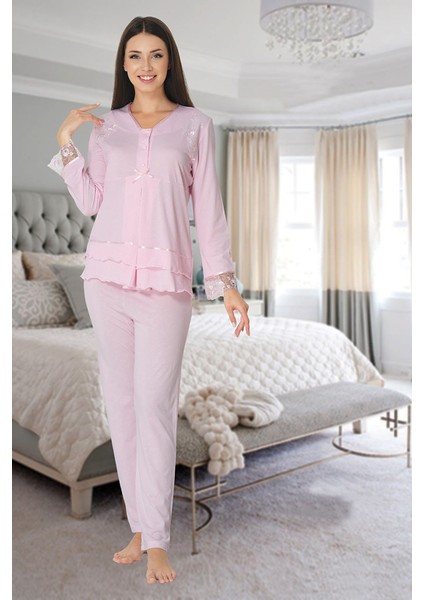 Kadın Lohusa Pudra Pijama Takımı EFFORTT 2422