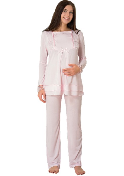 Kadın Pembe Hamile Lohusa Pijama Takımı EFFORTT 2015