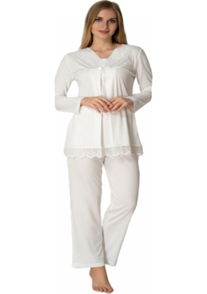 Kadın Ekru Lohusa Pijama Takımı EFFORTT 4032