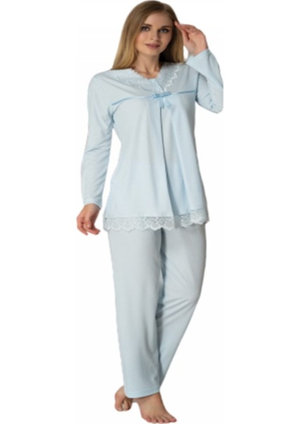 Kadın Mavi Lohusa Pijama Takımı EFFORTT 4032