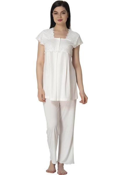 Kadın Ekru Lohusa Pijama Takımı EFFORTT 5012