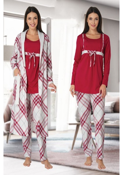 Kadın Fuşya Sabahlıklı Pijama Takımı EFFORTT 8084