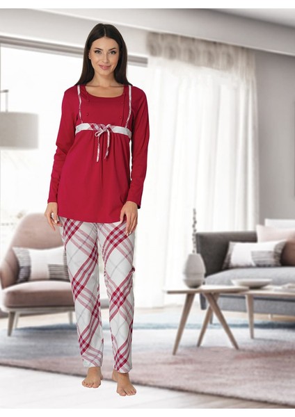 Kadın Fuşya Sabahlıklı Pijama Takımı EFFORTT 8084