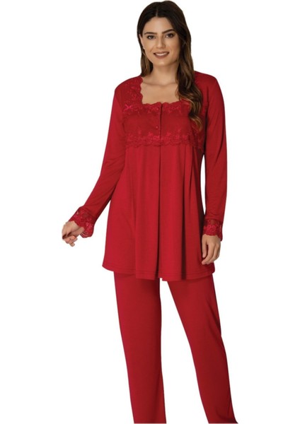 Kadın Fuşya Uzun Kollu Lohusa Pijama Takımı EFFORTT 2403