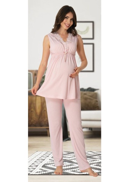 Kadın Pembe Lohusa Pijama Takımı EFFORTT 8032