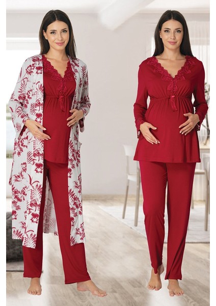 Kadın Fuşya Sabahlıklı Pijama Takımı EFFORTT 8094
