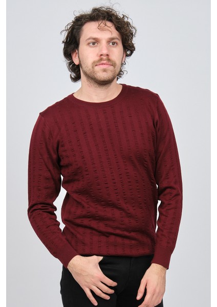 Erkek Bisiklet Yaka Yün Kazak 0249625 Bordo