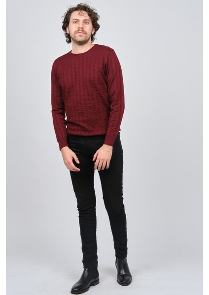 Erkek Bisiklet Yaka Yün Kazak 0249625 Bordo fiyatları