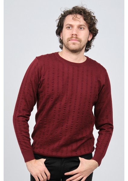 Erkek Bisiklet Yaka Yün Kazak 0249625 Bordo modelleri