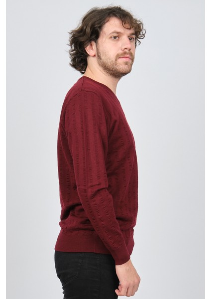 Erkek V Yaka Yün Kazak 0249626 Bordo