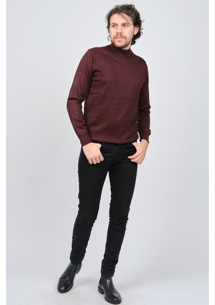 Erkek Yarım Balıkçı Yaka Yün Kazak 6090154 Bordo