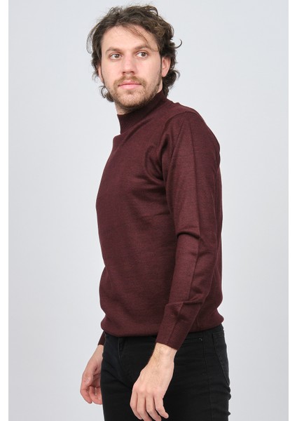 Erkek Yarım Balıkçı Yaka Yün Kazak 6090154 Bordo