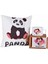 Setkanalı Masum Panda Tasarımlı Puf Yastık Seni Seviyorum Doğal Ahşap Kutulu Kupa Sevgiliye Set 1