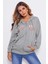 Mad Girls Gri Kapüşonlu Sweatshirt MG804 2