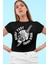 Sörf Kurukafa Siyah Kısa Kollu Kadın T-Shirt 1
