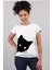 Meraklı Beyaz Kısa Kollu Kadın T-Shirt 1