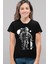 Kaykaycı Astronot Siyah Kısa Kollu Kadın T-Shirt 1